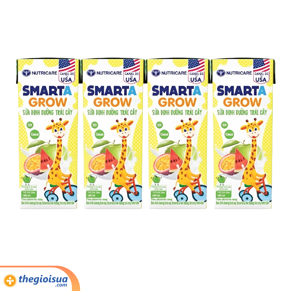 Sữa dinh dưỡng trái cây Smarta Grow hương trái cây nhiệt đới 4x180ml