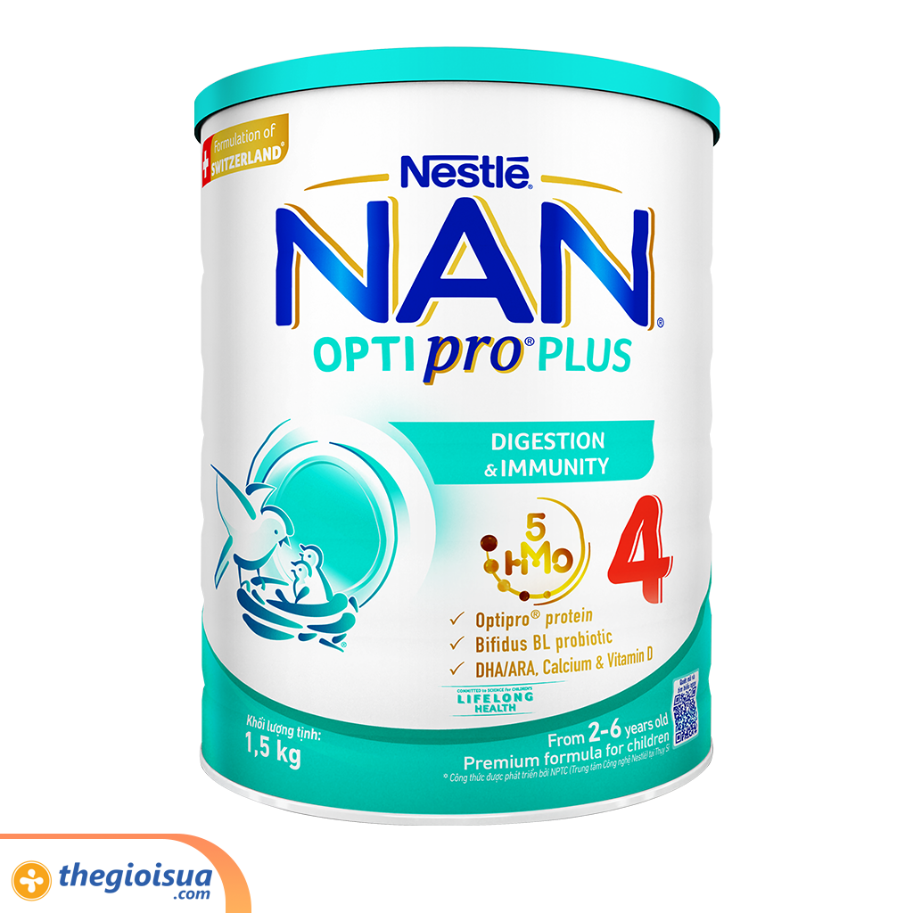 Sữa bột Nan Optipro Plus 4 1500g hàng nhập khẩu sản xuất tại Singapore