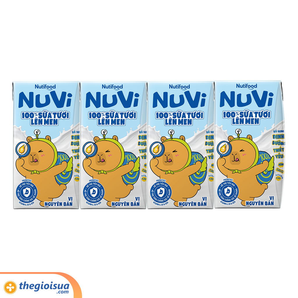Sữa Tươi Lên Men Tiệt Trùng NUVI Vị Nguyên Bản 4x100ml