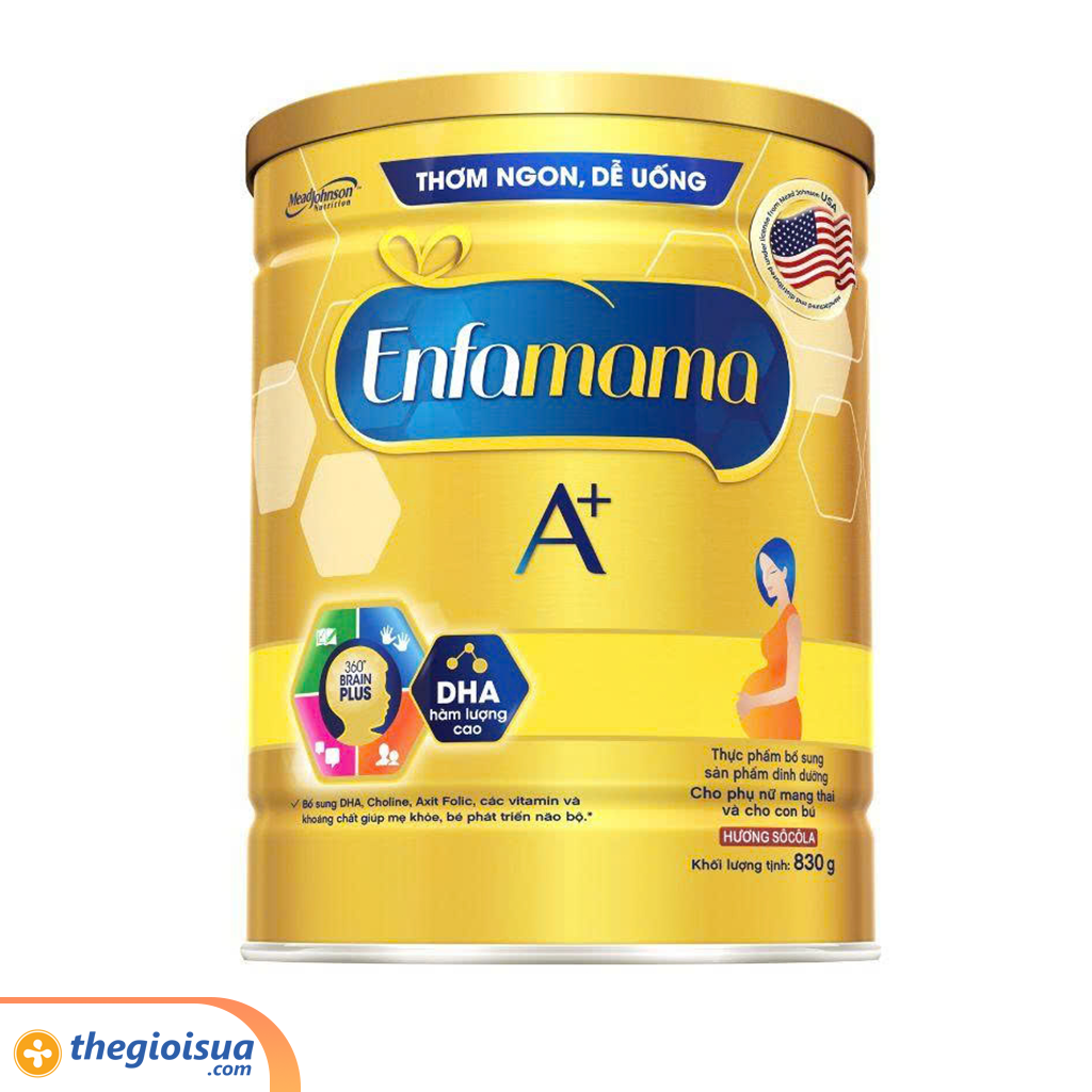 Sữa bột Enfamama A+ Chocolate Brain Plus 830g