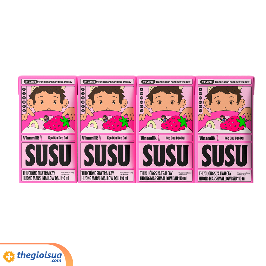 Thức uống trái cây Hương Marshmallow Dâu VNM Susu 110ml