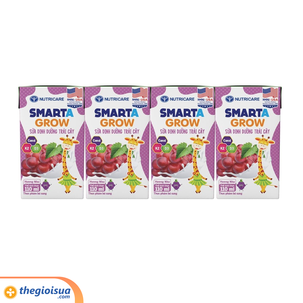 Sữa dinh dưỡng trái cây Smarta Grow hương nho 4x110ml