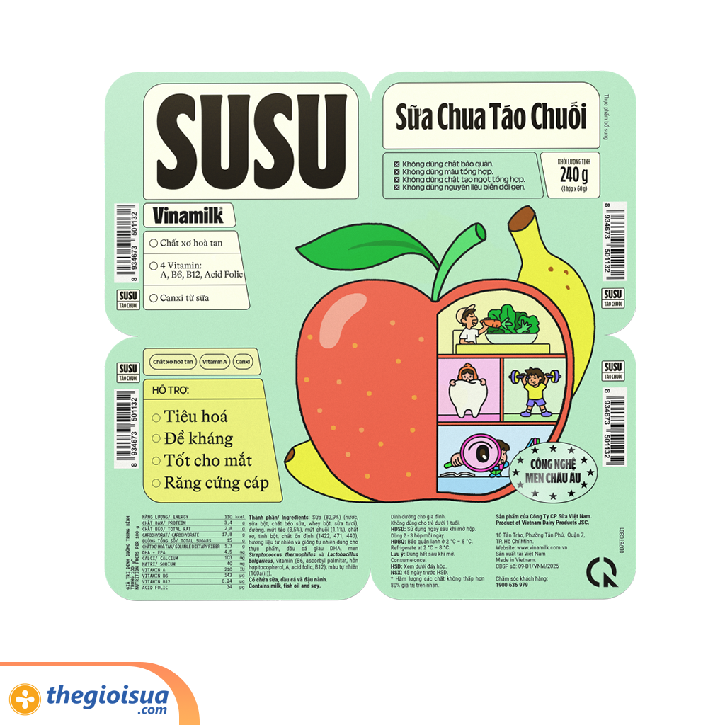 Sữa chua ăn Vinamilk SuSu vị táo chuối 60g