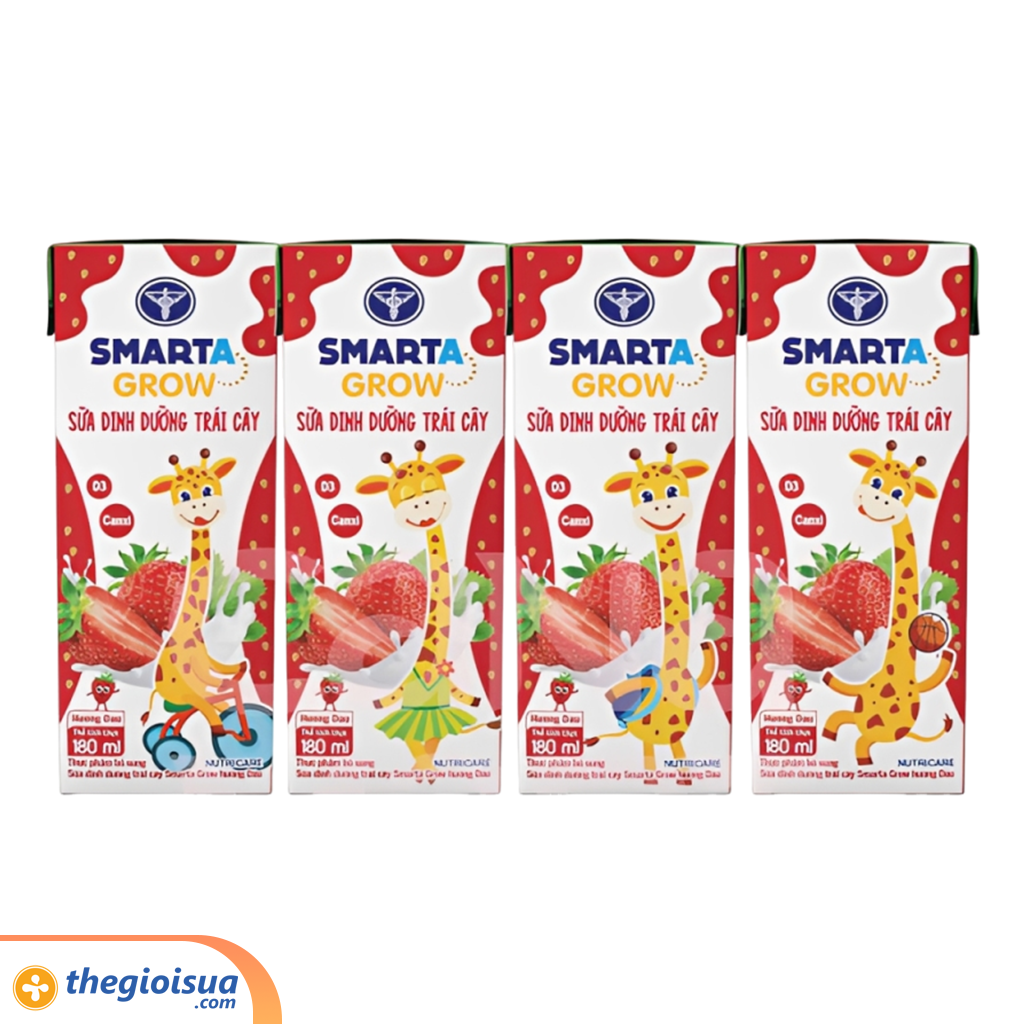 Sữa dinh dưỡng trái cây Smarta Grow hương dâu 4x180ml