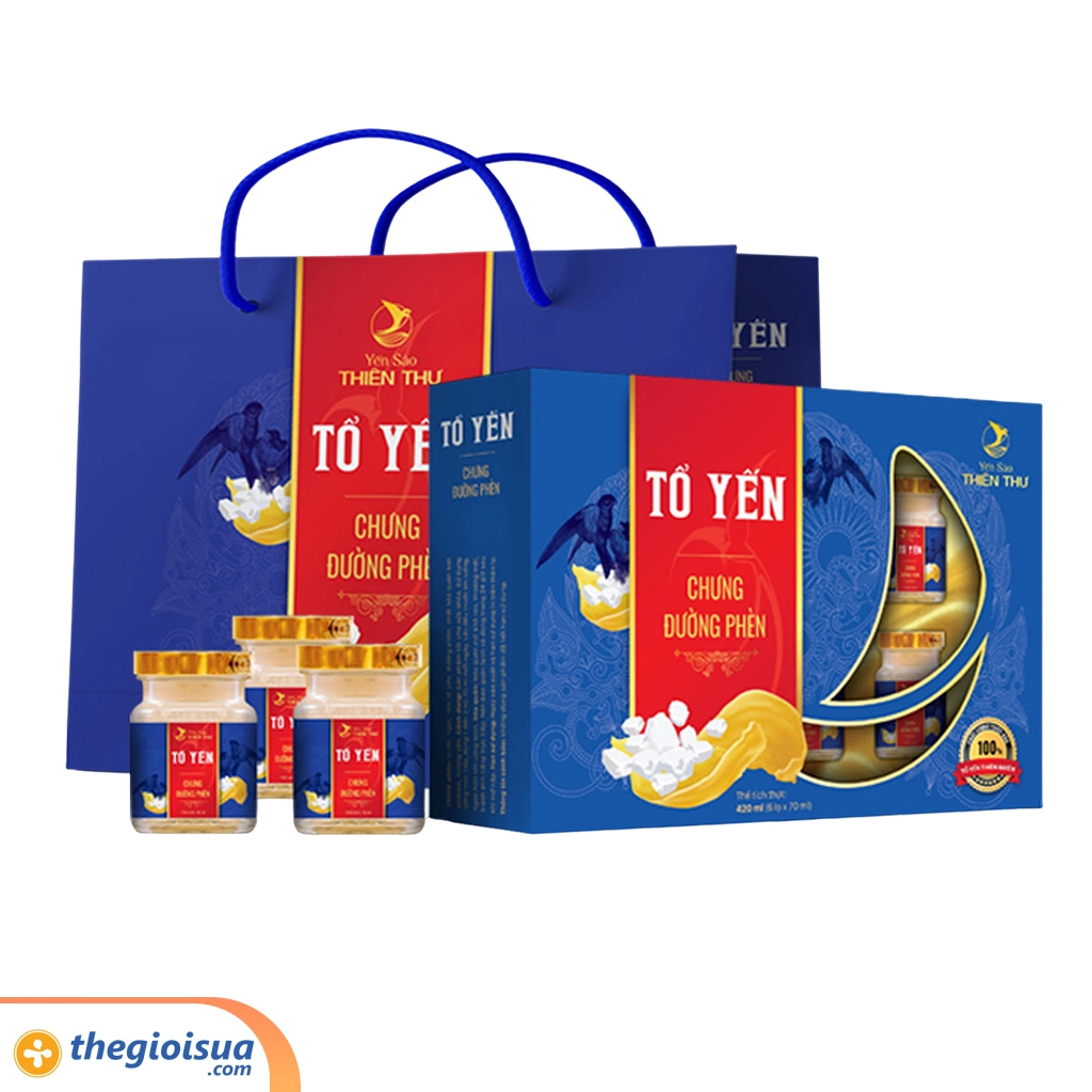 Yến sào Thiên Thư - Tổ yến chưng đường phèn - Yến tươi 1.5g 6x70ml
