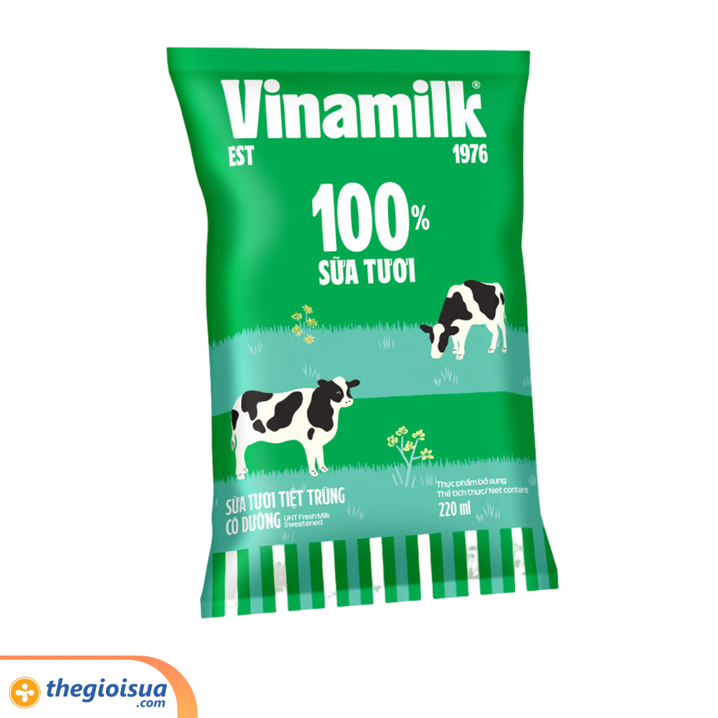 Sữa tươi tiệt trùng có đường Vinamilk 100% bịch 220ml