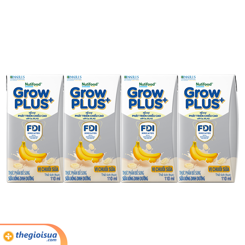 Sữa Pha Sẵn GrowPlus+ Vị chuối sữa Hộp 110ml