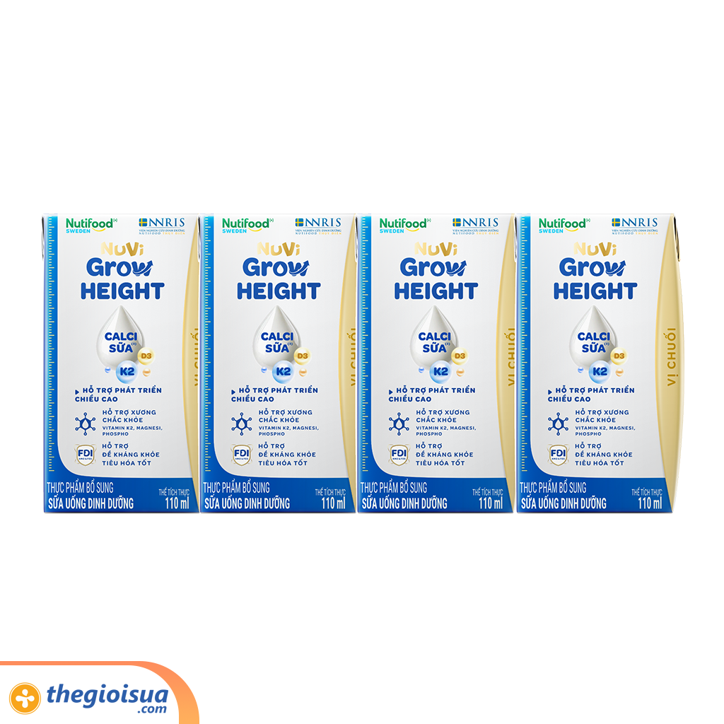 Sữa uống dinh dưỡng NUVI Grow height vị Chuối 110ml
