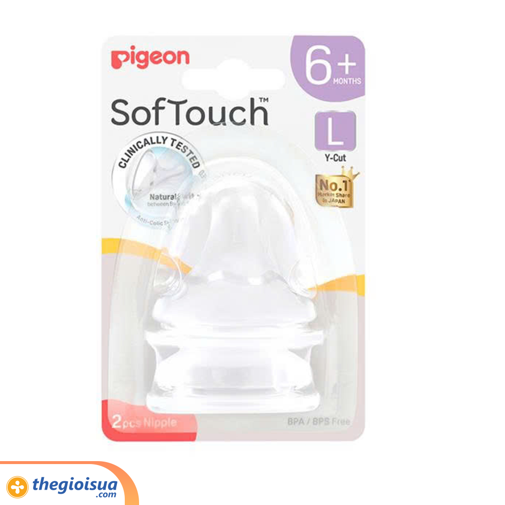 Vỉ núm ty Softouch Pigeon Size L (hộp 2c) - giá 1 cái