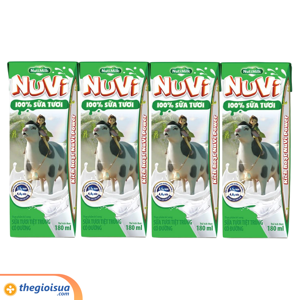 STTT NutiMilk Có đường Hộp 180ml