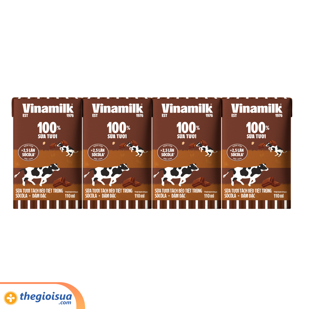 Sữa tươi Vinamilk tiệt trùng tách béo sôcôla 110ml