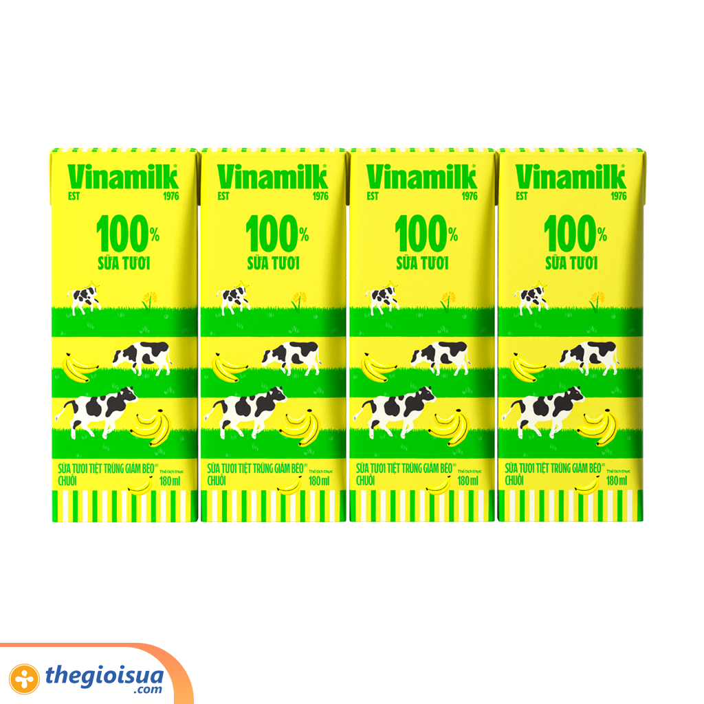 Sữa tươi tiệt trùng Vinamilk giảm béo vị Chuối 180ml