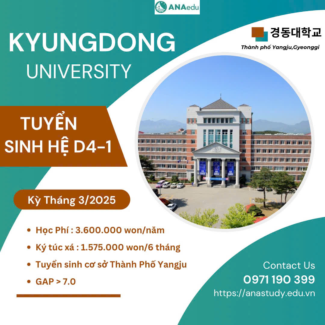 TUYỂN SINH HỆ TIẾNG D4-1 Trường Đại Học KYUNGDONG