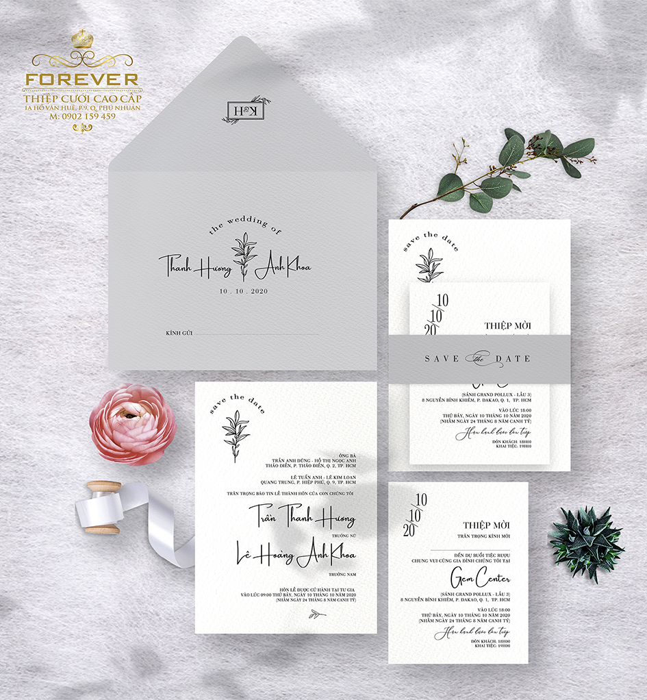 Thiệp cưới tối giản