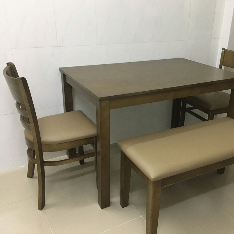 Bộ bàn ăn Cabin 1m2 - 2 ghế kèm Băng dài