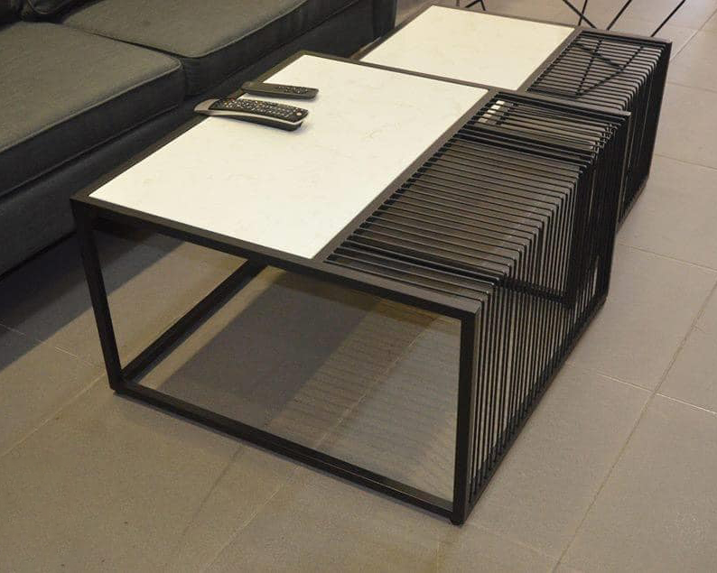 Bộ 2 bàn trà khung sắt vuông