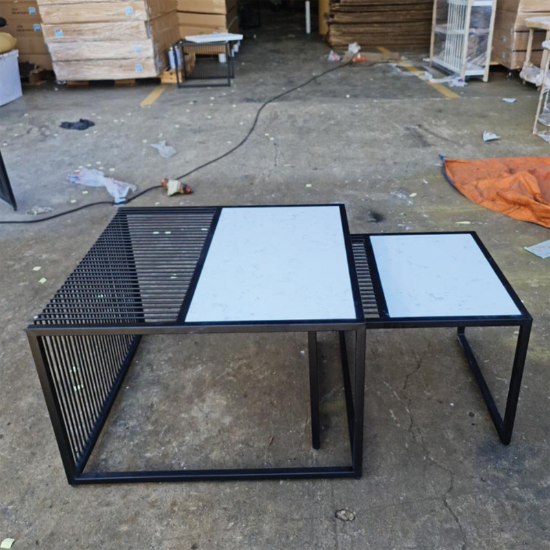 Bộ 2 bàn trà khung sắt vuông