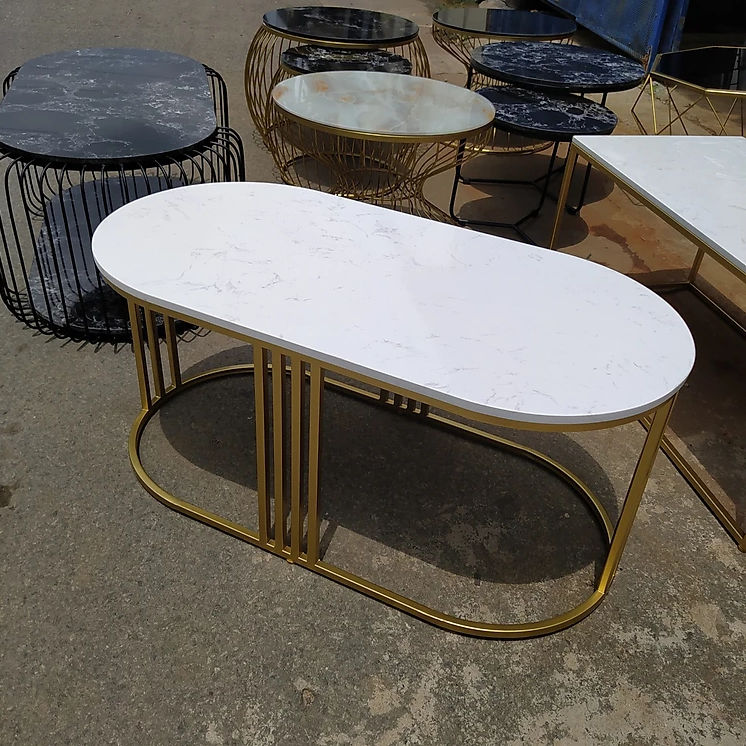 Bàn Sofa Oval mặt đá