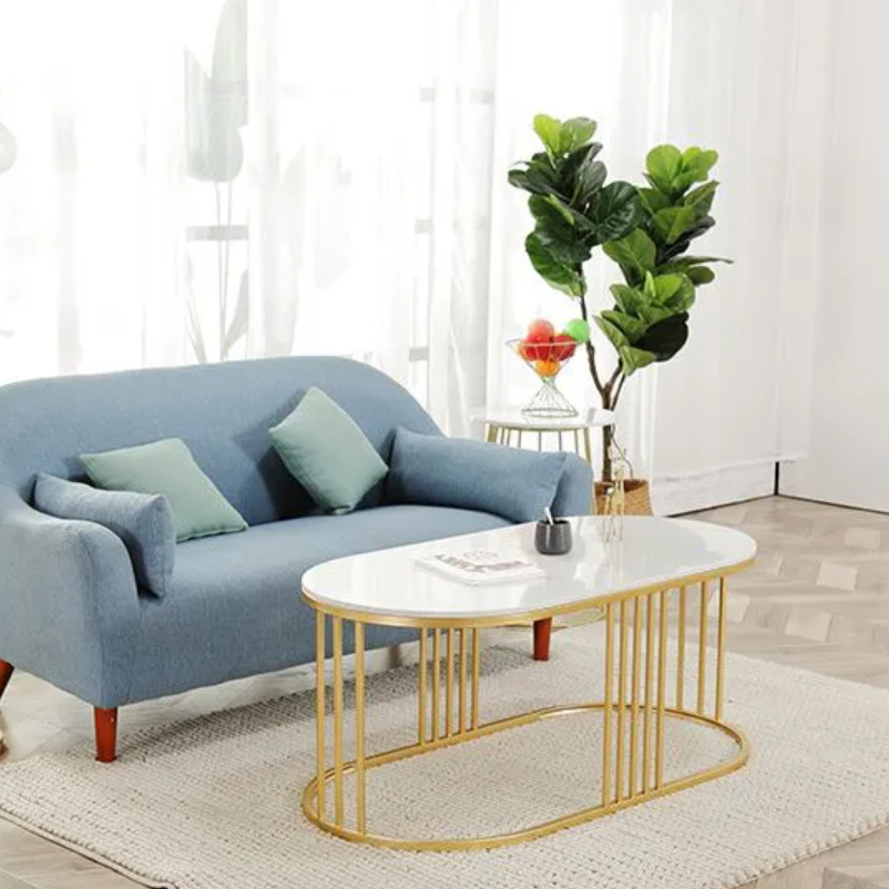 Bàn Sofa Oval mặt đá