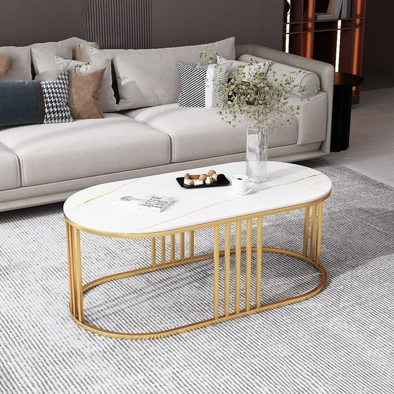 Bàn Sofa Oval mặt đá