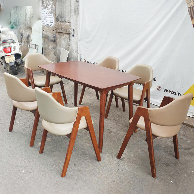 Bộ bàn ăn Chữ A 1m6 + 6 ghế