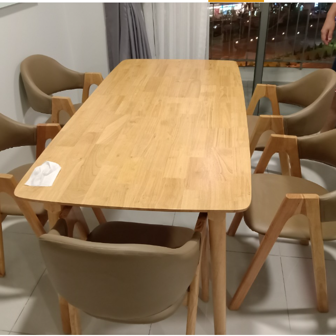 Bộ bàn ăn Chữ A 1m6 + 6 ghế