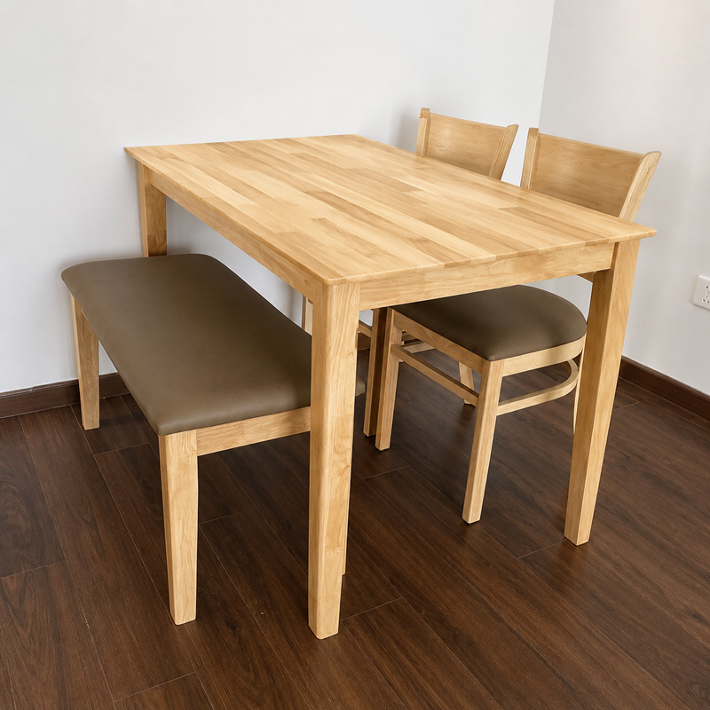 Bộ bàn ăn Cabin 1m2 - 2 ghế kèm Băng dài