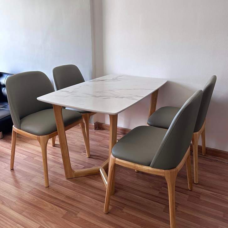 Bộ bàn Concorde mặt đá + 4 ghế Grace không tay
