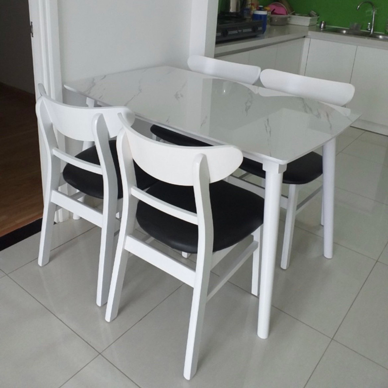 Bộ bàn ghế ăn mặt đá và 6 ghế Mango