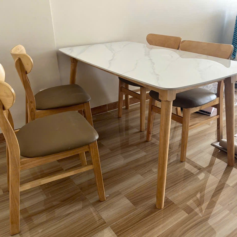 Bộ bàn ghế ăn mặt đá và 6 ghế Mango