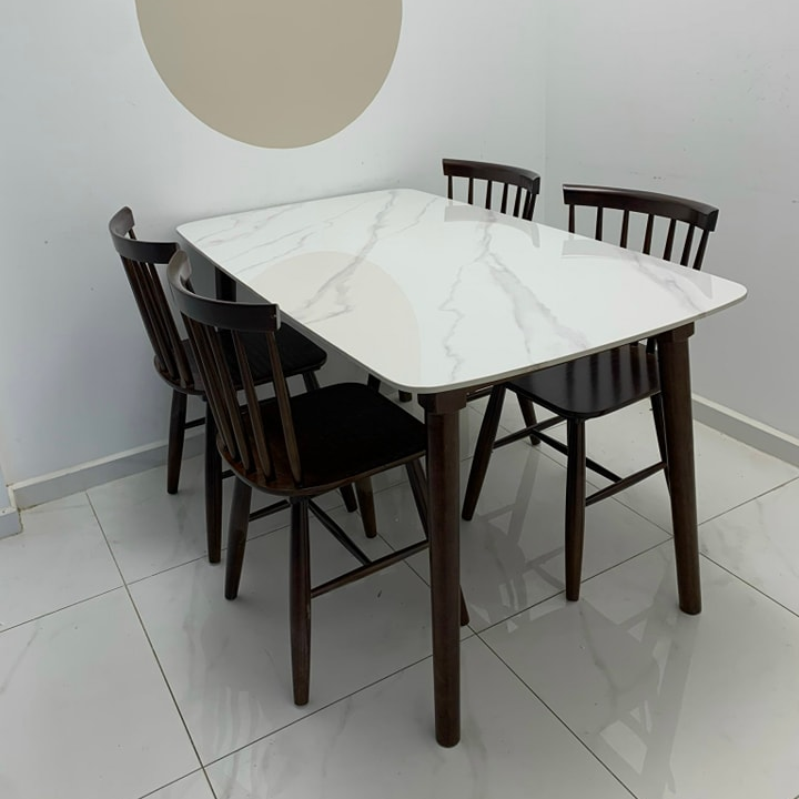 Bộ bàn ăn mặt đá + 6 ghế Song Tiện