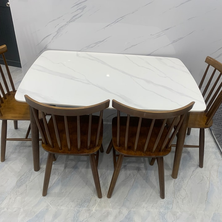 Bộ bàn ăn mặt đá + 6 ghế Song Tiện