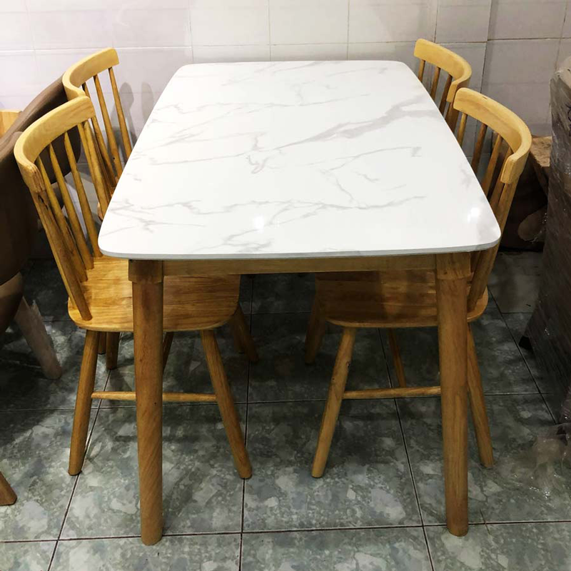 Bộ bàn ăn mặt đá + 6 ghế Song Tiện