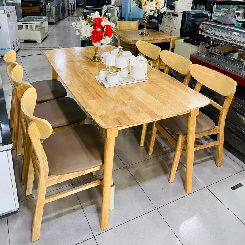 Bộ bàn ăn Mango 1m6 + 6 ghế