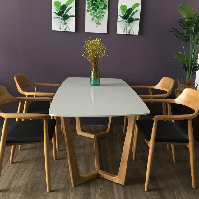 Bộ bàn Concorde mặt đá + 4 ghế Hiroshima