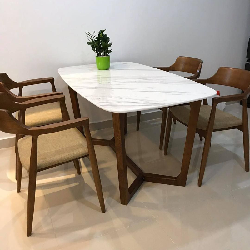 Bộ bàn Concorde mặt đá + 4 ghế Hiroshima