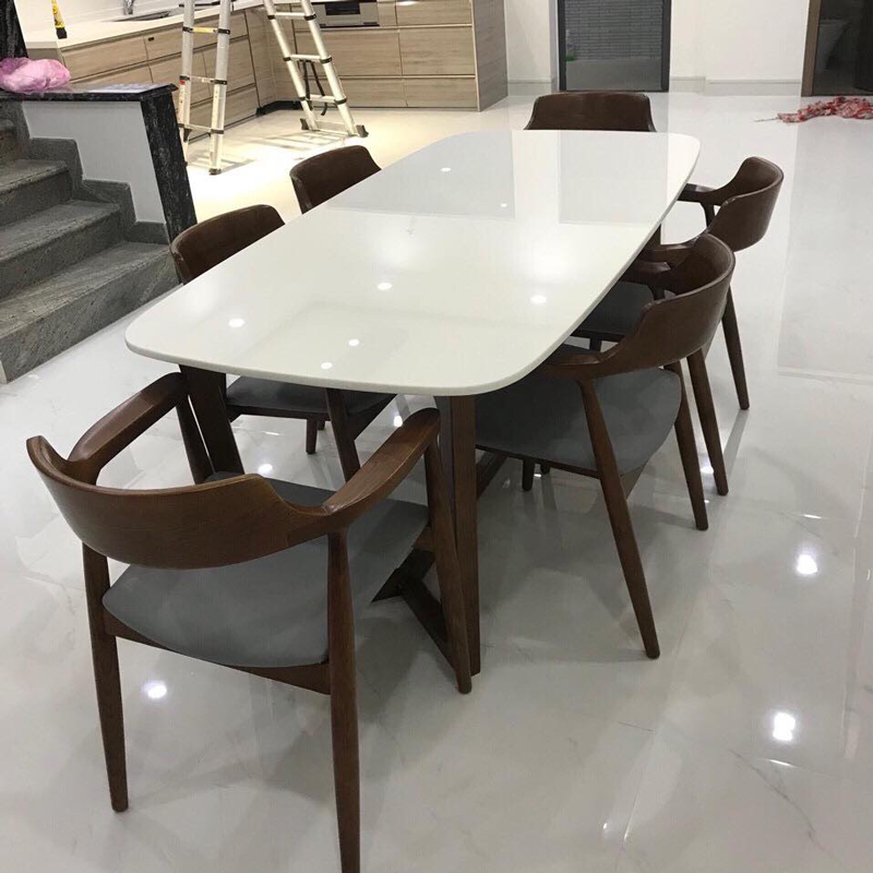 Bộ bàn Concorde mặt đá + 6 ghế Hiroshima