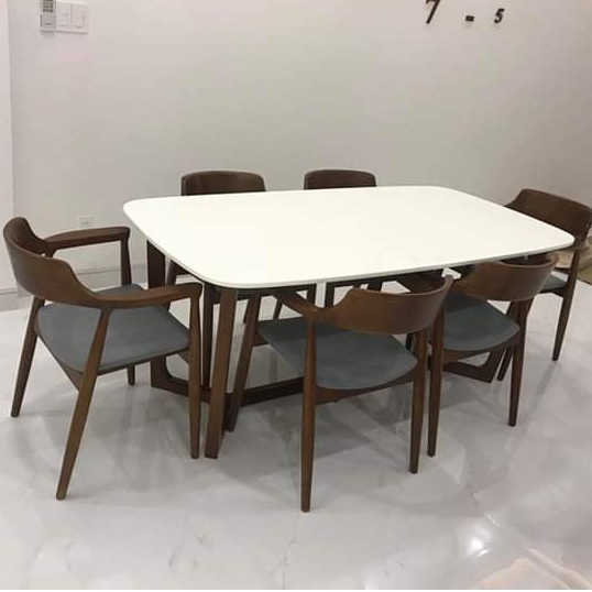 Bộ bàn Concorde mặt đá + 6 ghế Hiroshima