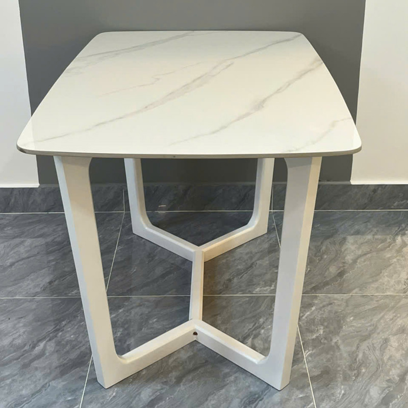 Bàn ăn Concorde mặt đá ceramic trắng vân mây