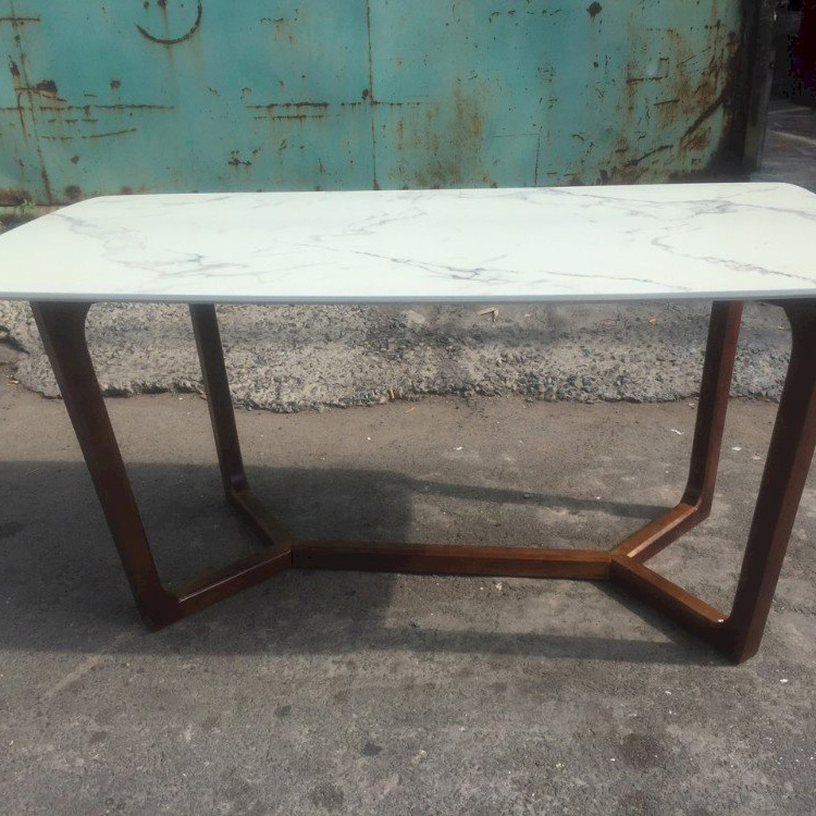 Bàn ăn Concorde mặt đá ceramic trắng vân mây