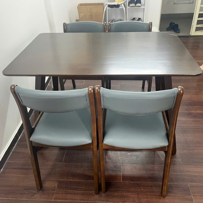 Bộ bàn ăn chân chữ V 1m2 + 4 ghế Bella