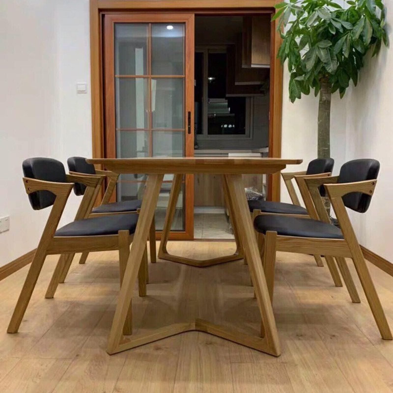 Bộ bàn ăn chân chữ V 1m2 + 4 ghế Kai