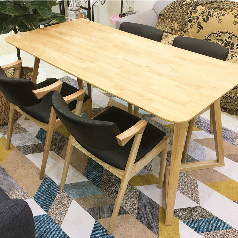 Bộ bàn ăn chân chữ V + ghế Kai