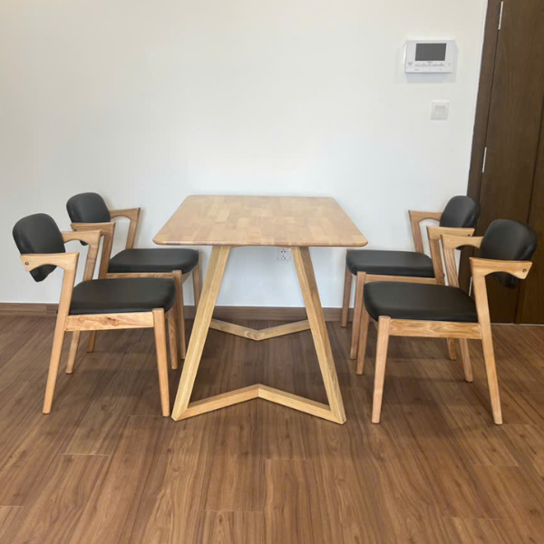 Bộ bàn ăn chân chữ V + ghế Kai