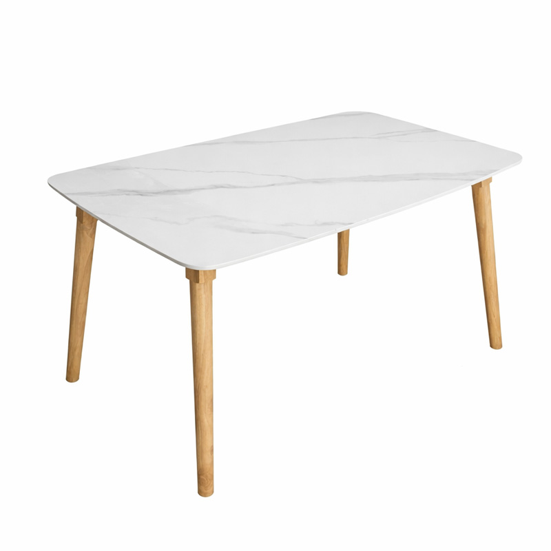 Bàn ăn mặt đá ceramic trắng vân mây