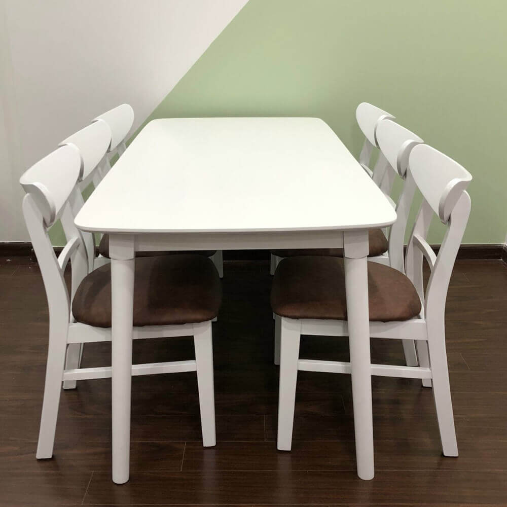 Bộ bàn ăn Mango 1m6 + 6 ghế