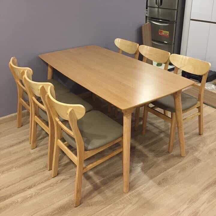 Bộ bàn ăn Mango 1m6 + 6 ghế