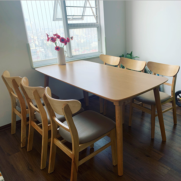 Bộ bàn ăn Mango 1m6 + 6 ghế