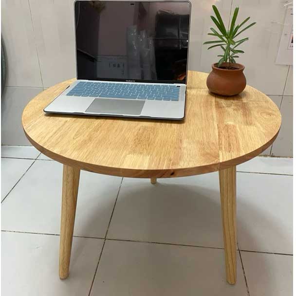 Bàn Trà gỗ tròn 3 chân vặn