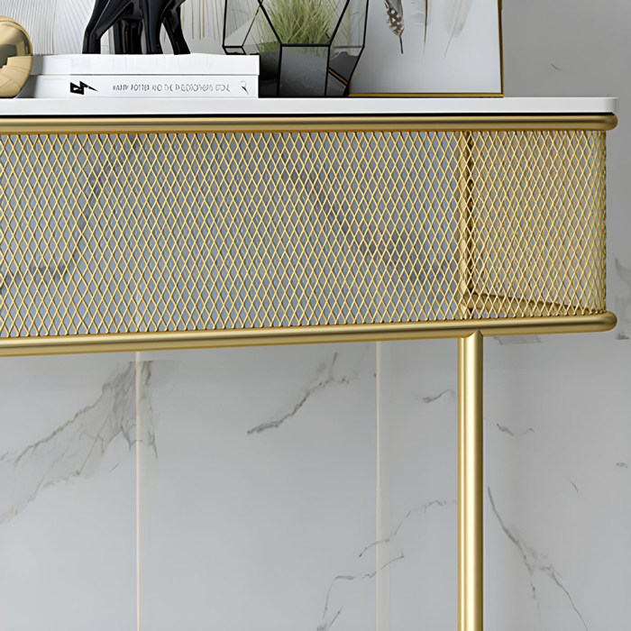 Bàn Console mặt đá, khung sắt lưới